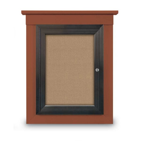 72"x48" 3-Door Enclosed Letterboard, Header, Grey Vinyl/Walnut